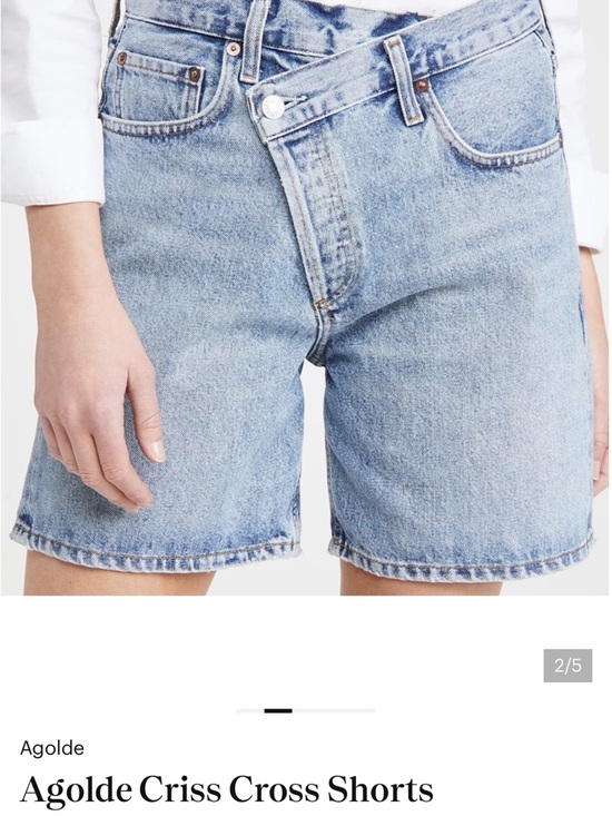 Agolde Light Blue Criss-Cross Waist Denim Shorts - Picture 2 of 5